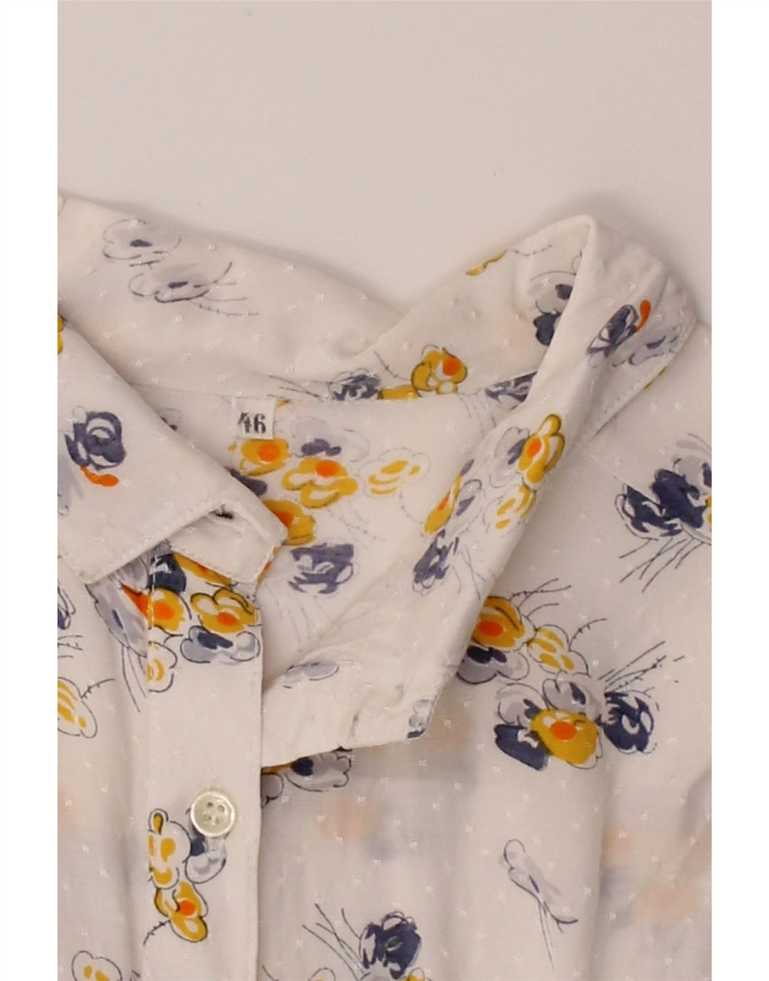 VINTAGE Womens Short Sleeve Shirt IT 46 Large White Floral Vintage Vintage and Second-Hand Vintage from Messina Hembry 
