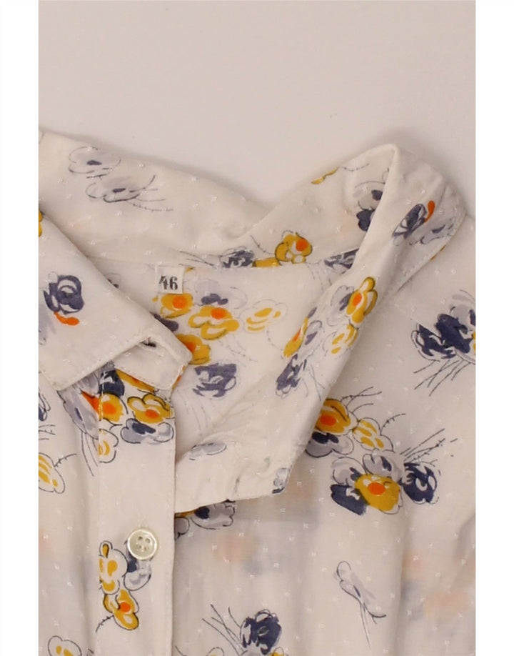 VINTAGE Womens Short Sleeve Shirt IT 46 Large White Floral Vintage Vintage and Second-Hand Vintage from Messina Hembry 