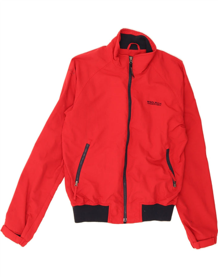 WOOLRICH Mens Racer Graphic Bomber Jacket UK 36 Small Red Vintage Woolrich and Second-Hand Woolrich from Messina Hembry 