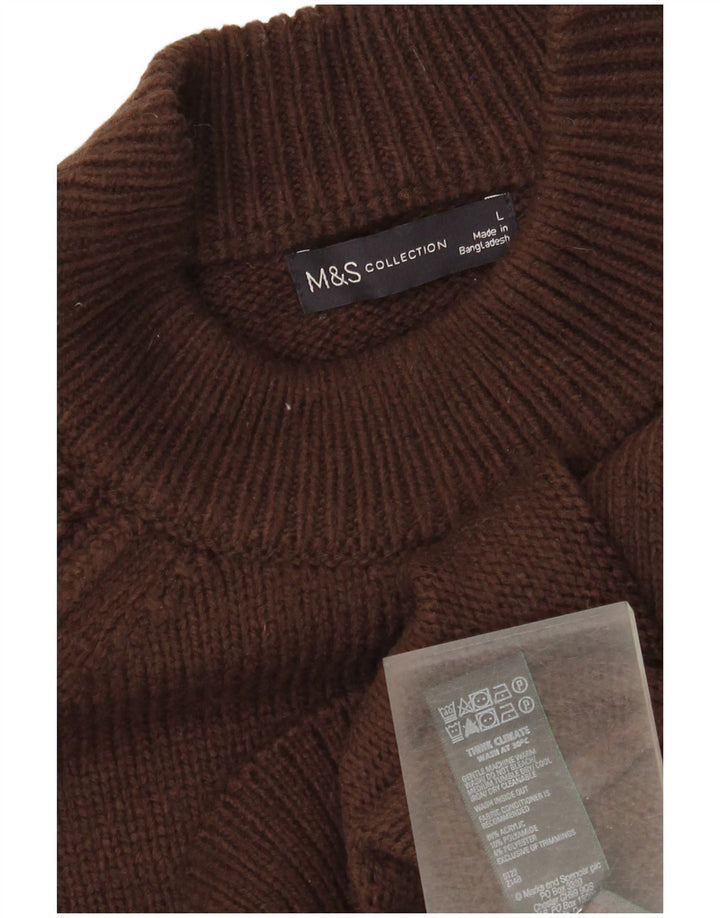Marks & Spencer Damski sweter z golfem UK 16, duży, brązowy akryl