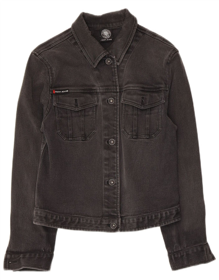 Damska kurtka dżinsowa Dkny Crop UK 14, duża, szara bawełna