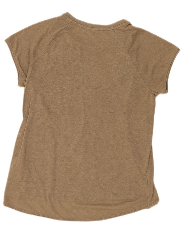 Massimo Dutti Girls T-Shirt Top 11-12 Years Khaki Floral Cotton