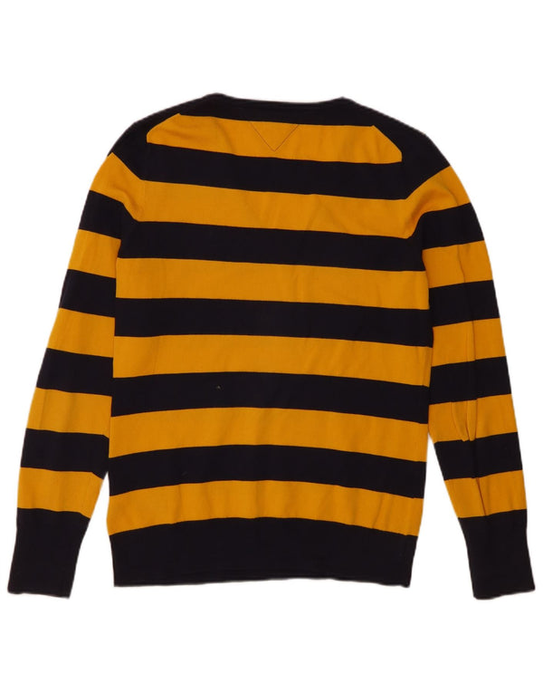 Damski sweter Tommy Hilfiger z dekoltem w kształcie litery V, UK 14, duże żółte paski