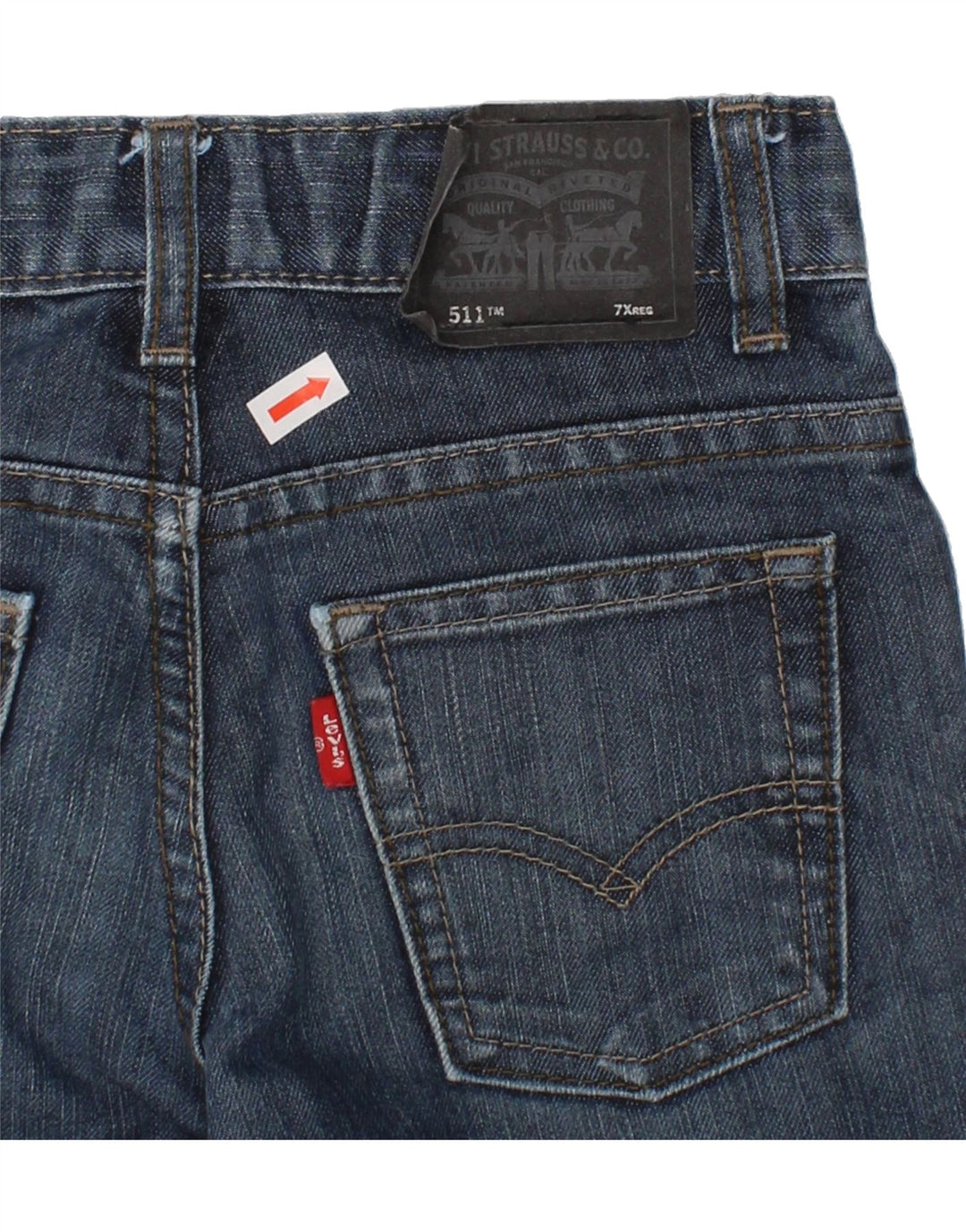 LEVI'S Boys 511 Slim Jeans 6-7 Years W22 L22 Navy Blue Cotton Vintage Levi's and Second-Hand Levi's from Messina Hembry 