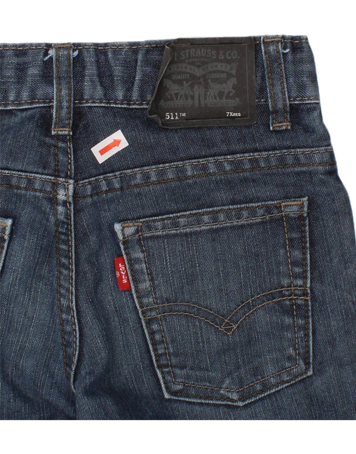 LEVI'S Boys 511 Slim Jeans 6-7 Years W22 L22 Navy Blue Cotton Vintage Levi's and Second-Hand Levi's from Messina Hembry 