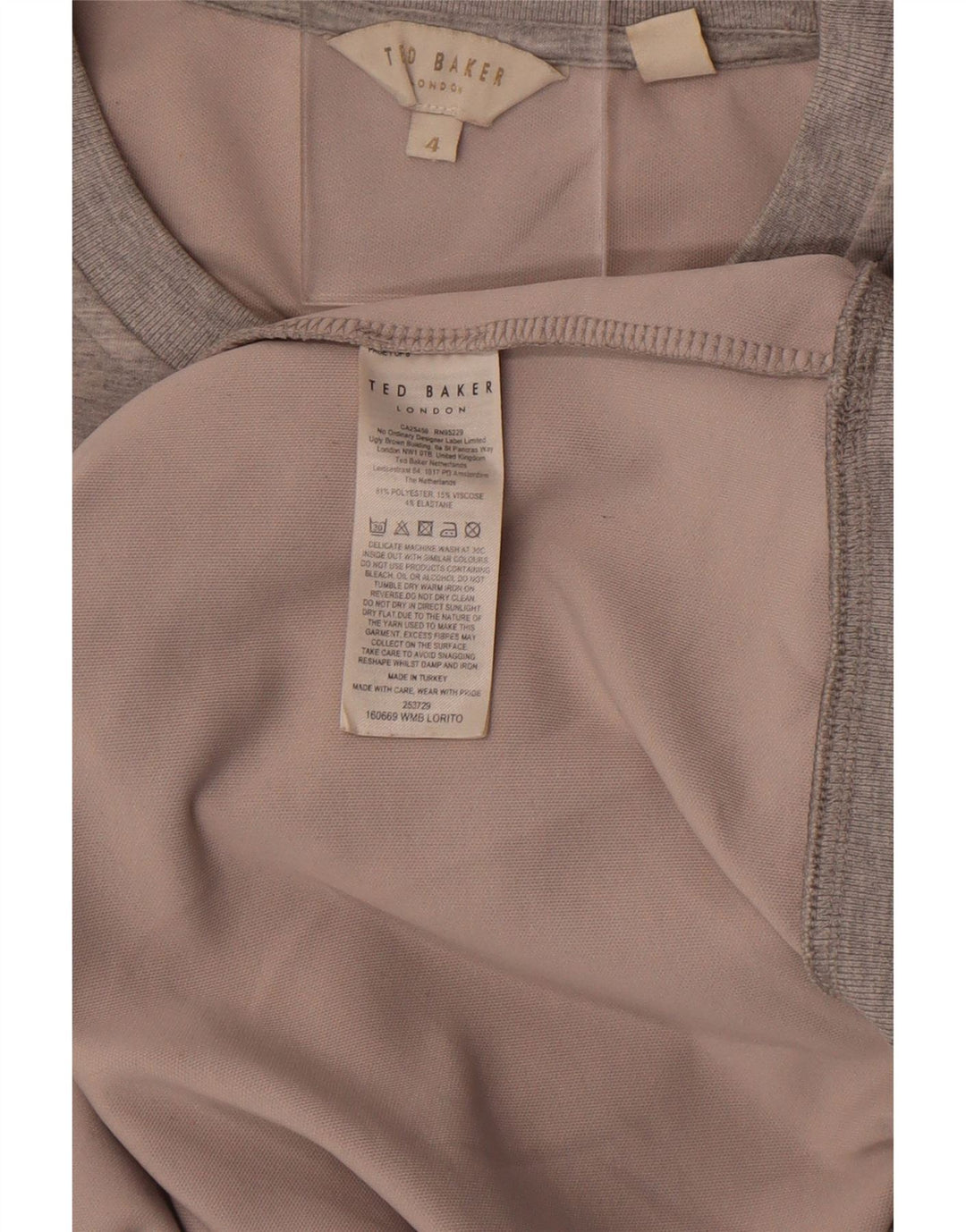 Damska bluza z grafiką Ted Baker, rozmiar 4, duża, szara, nakrapiana