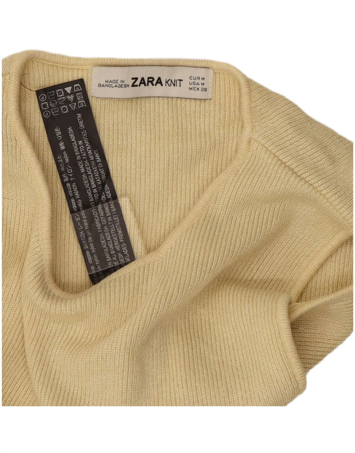 Damski podkoszulek ZARA Crop Vest UK 12 Średni żółty wiskoza