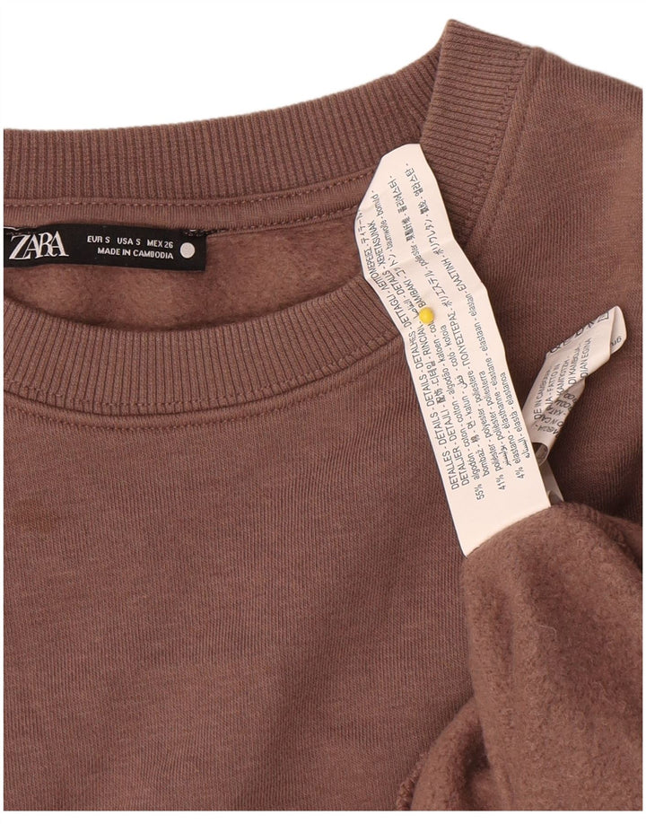 Damski sweter oversize Zara UK 10, mały, brązowy, bawełniany
