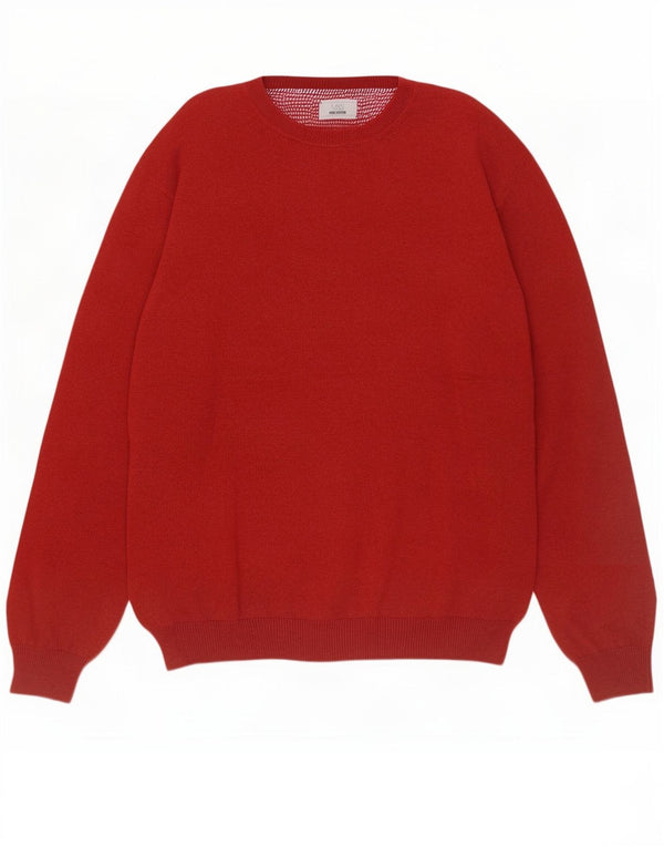 Marks & Spencer Męski sweter z okrągłym dekoltem XL, czerwony, bawełniany