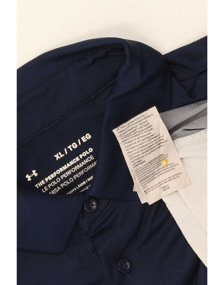 Męska koszulka polo Under Armour XL, granatowa, z blokami kolorów, elastanem