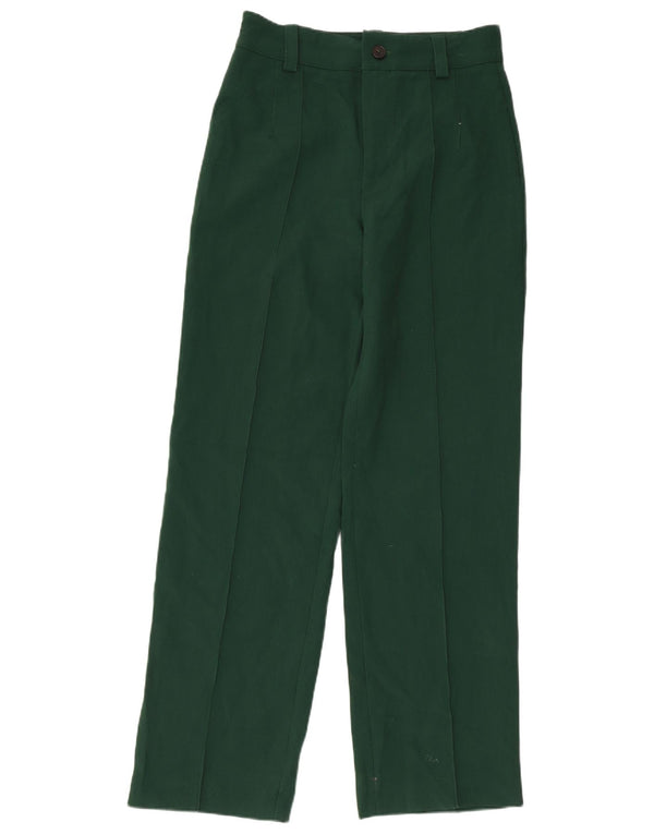 Damskie proste spodnie garniturowe Zara, średnie W28 L31, zielone, poliestrowe