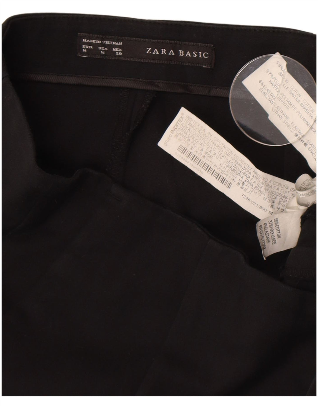 Spodnie damskie Zara Bootcut Chino, średnie W28 L32, czarne, bawełniane