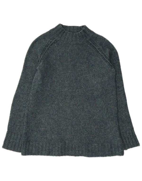 WHITE STUFF Damski sweter z golfem UK 12, średni, zielony, nakrapiany