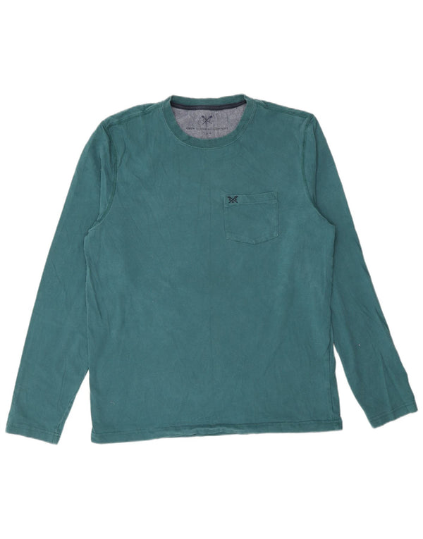 Crew Clothing Męski top z długim rękawem, średnio zielona bawełna