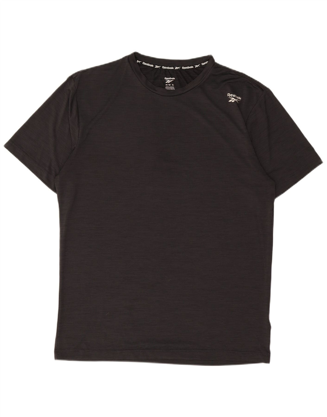 REEBOK Mens T-Shirt Top Medium Grey Pinstripe Polyester