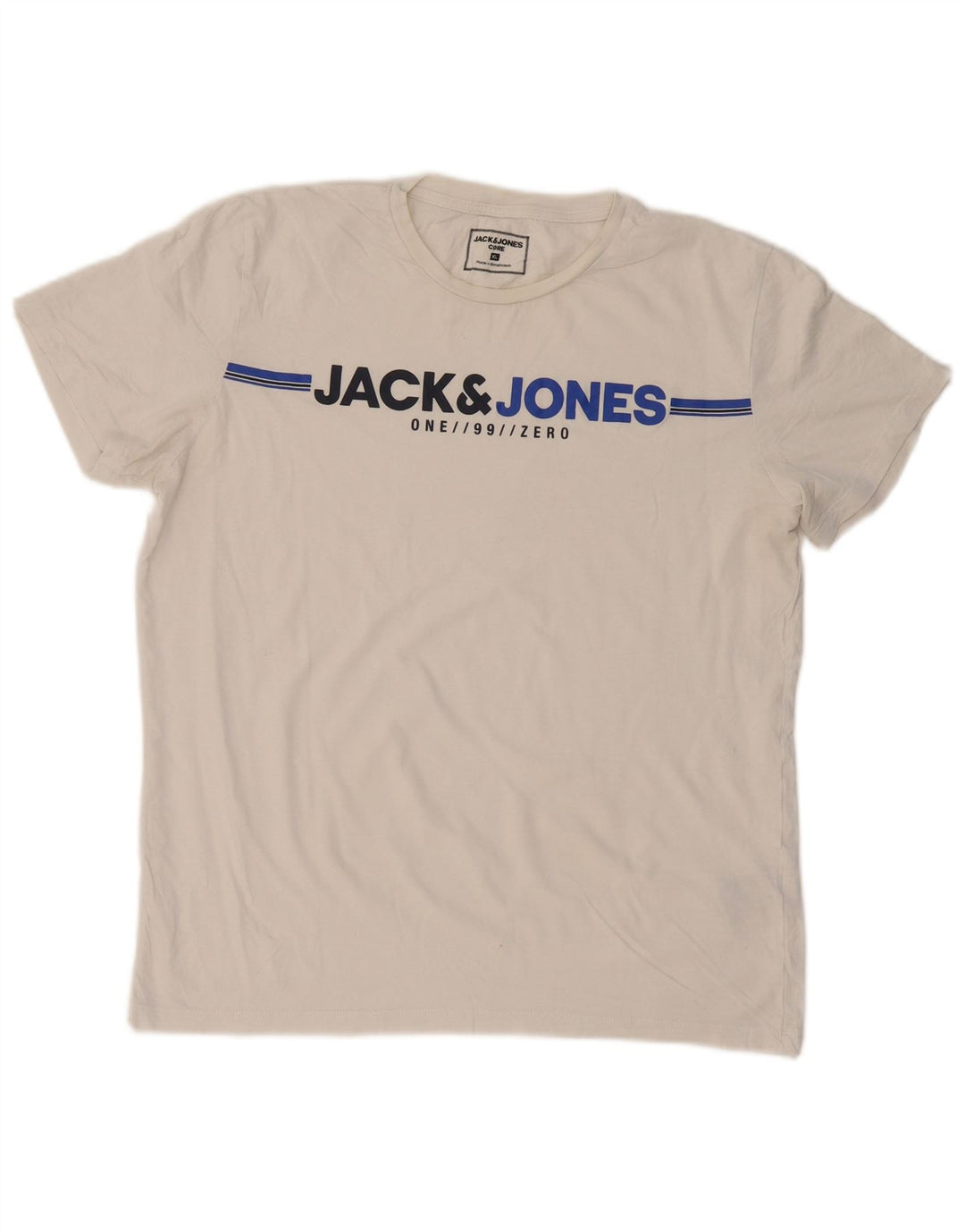 Męska koszulka z grafiką JACK & JONES, rozmiar XL, biała, bawełniana