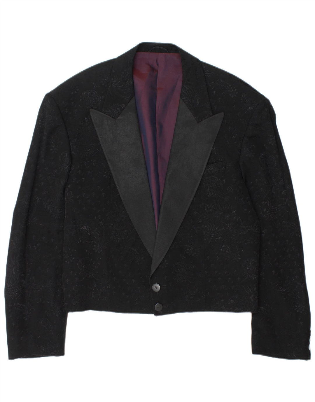 Męska marynarka zapinana na 2 guziki Wilvorst UK 40 Duża czarna wiskoza Paisley