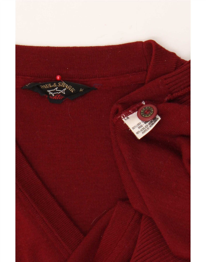 Męski sweter bez rękawów Paul & Shark, średniej wielkości bordowa wełna