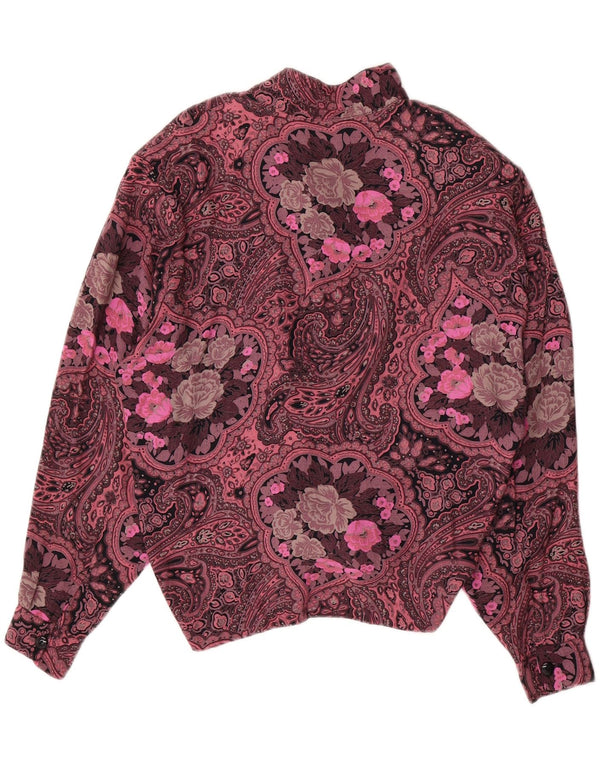 Damska bluzka koszulowa oversize VINTAGE UK 14, duża, różowa, w kwiaty, wiskoza