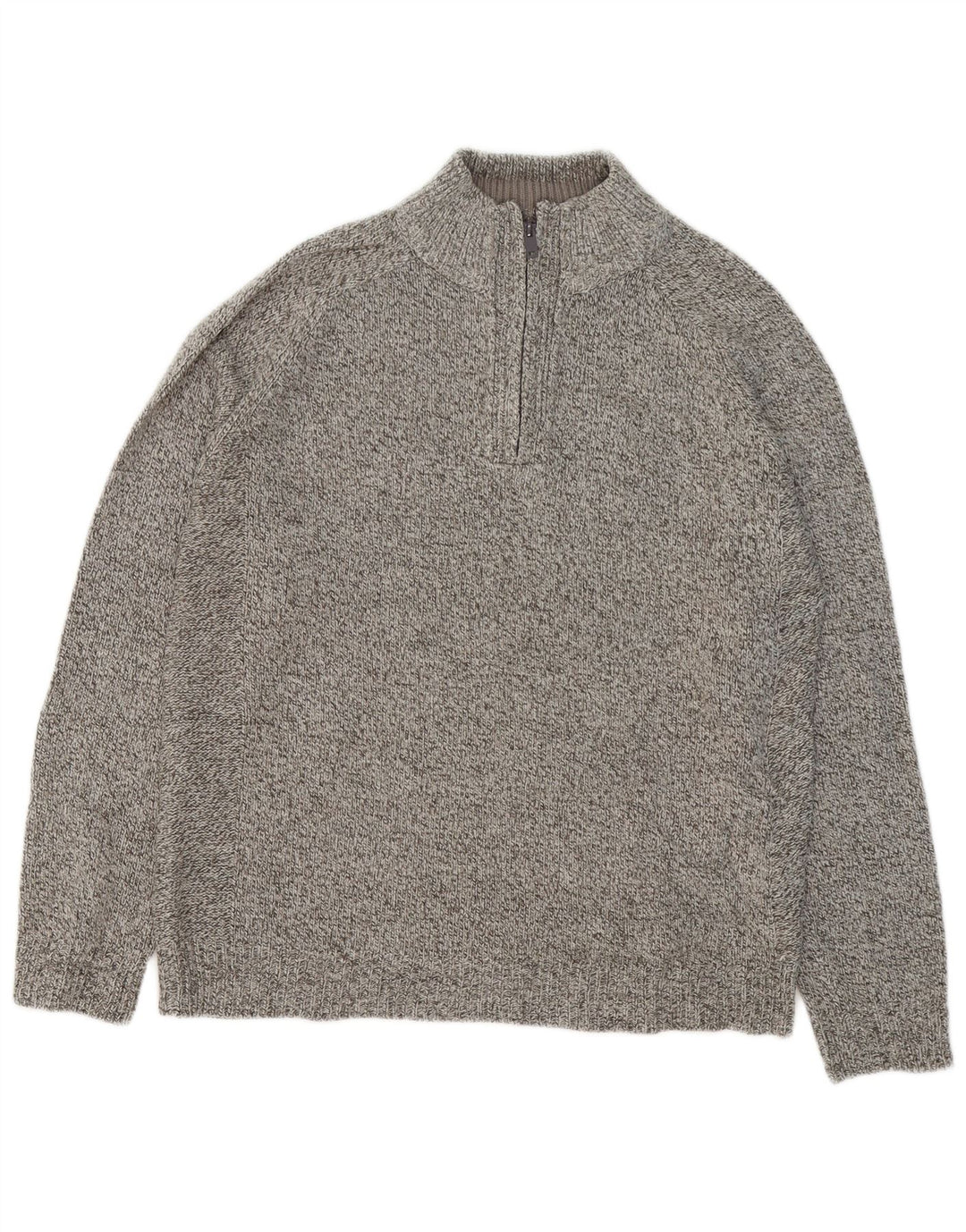 Marks & Spencer Męski sweter z zamkiem błyskawicznym, średnioszary, nakrapiany