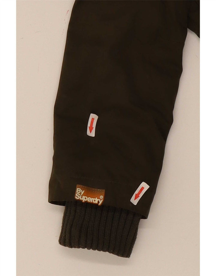 Damska kurtka parka z kapturem Superdry UK 14, duża, zielona, poliestrowa