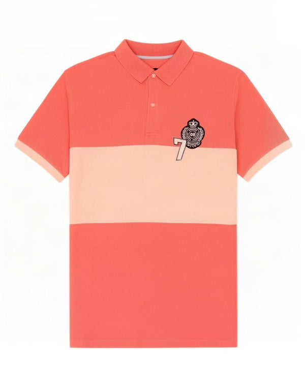 Męska koszulka polo Massimo Dutti XL, różowa, bawełniana w bloki kolorów