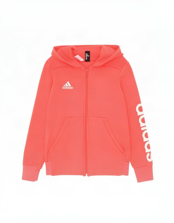 Dziewczęcy sweterek Adidas z grafiką i zamkiem błyskawicznym, 9-10 lat, różowy