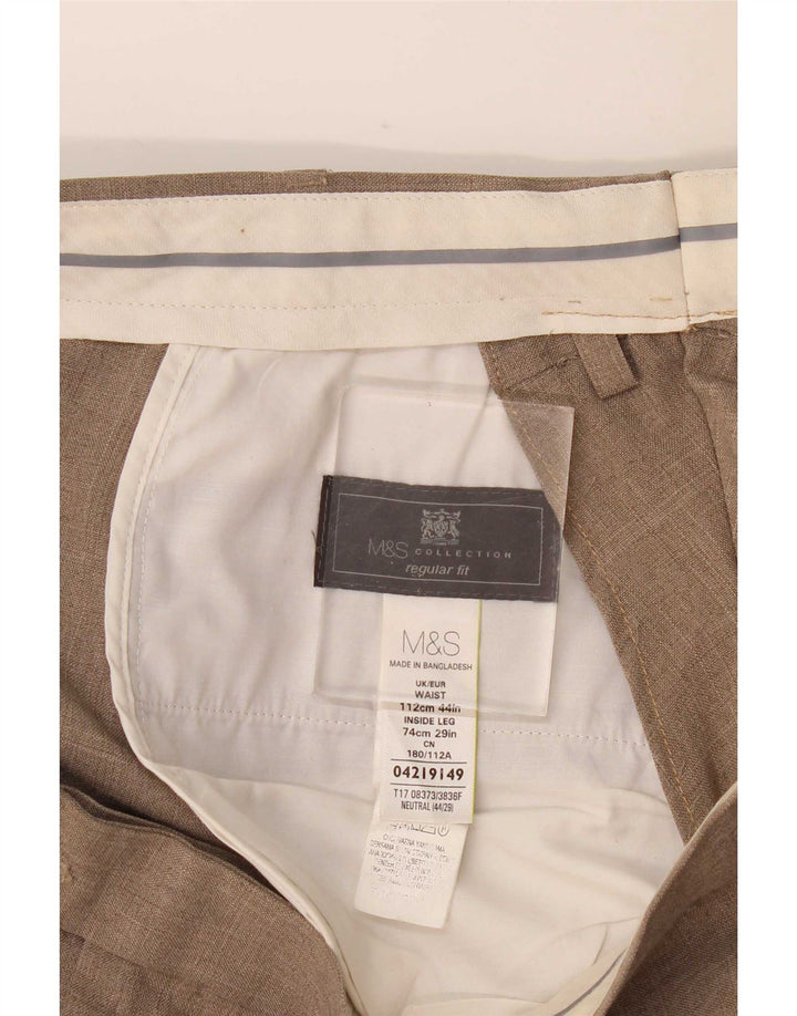 Męskie spodnie garniturowe Marks & Spencer o regularnym kroju W44 L29 beżowe