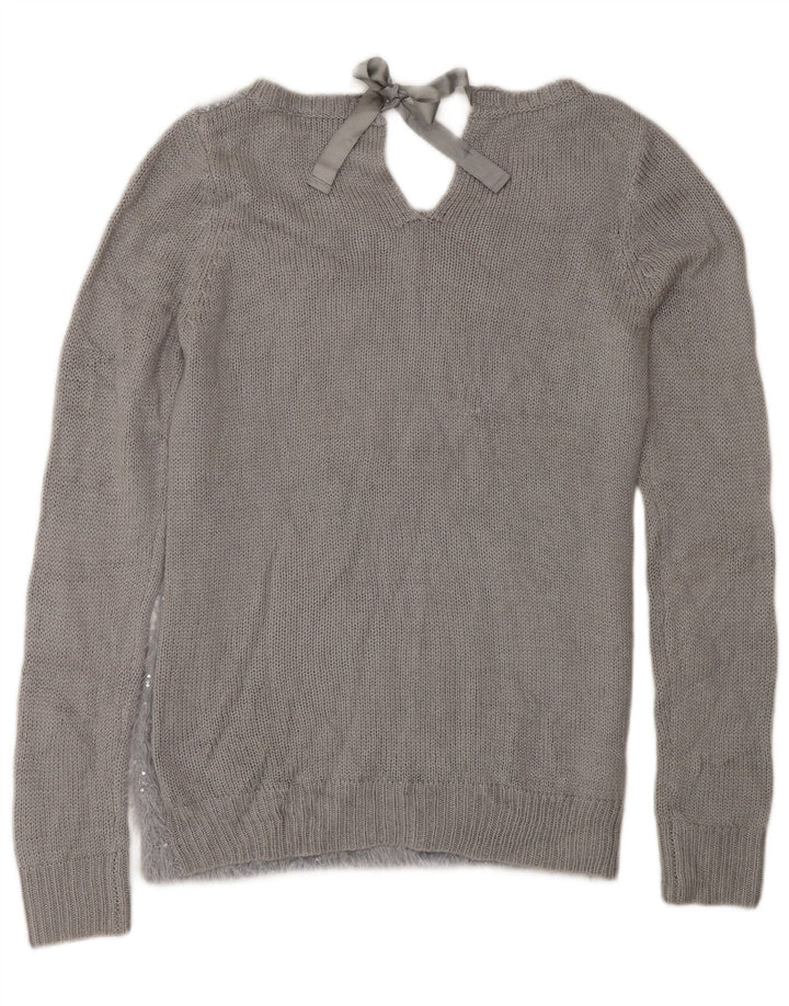 Damski sweter Oasis z dekoltem w łódkę UK 10, mały, szary poliamid