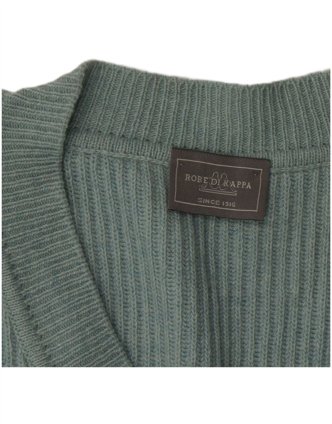 Męski sweter Kappa z dekoltem w kształcie litery V, duży, niebieski, wełniany