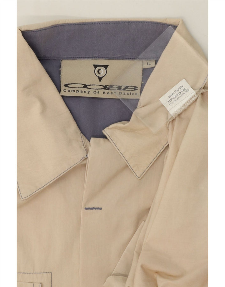 COBB Mens Short Sleeve Shirt Large Beige Cotton Vintage Cobb and Second-Hand Cobb from Messina Hembry 