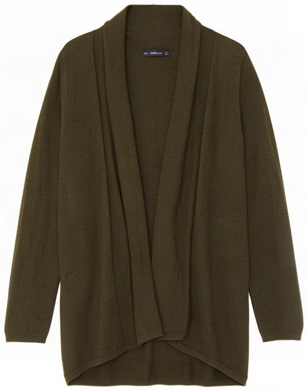 Sweter damski Zara Longline Open Cardigan UK 14 Large Green
