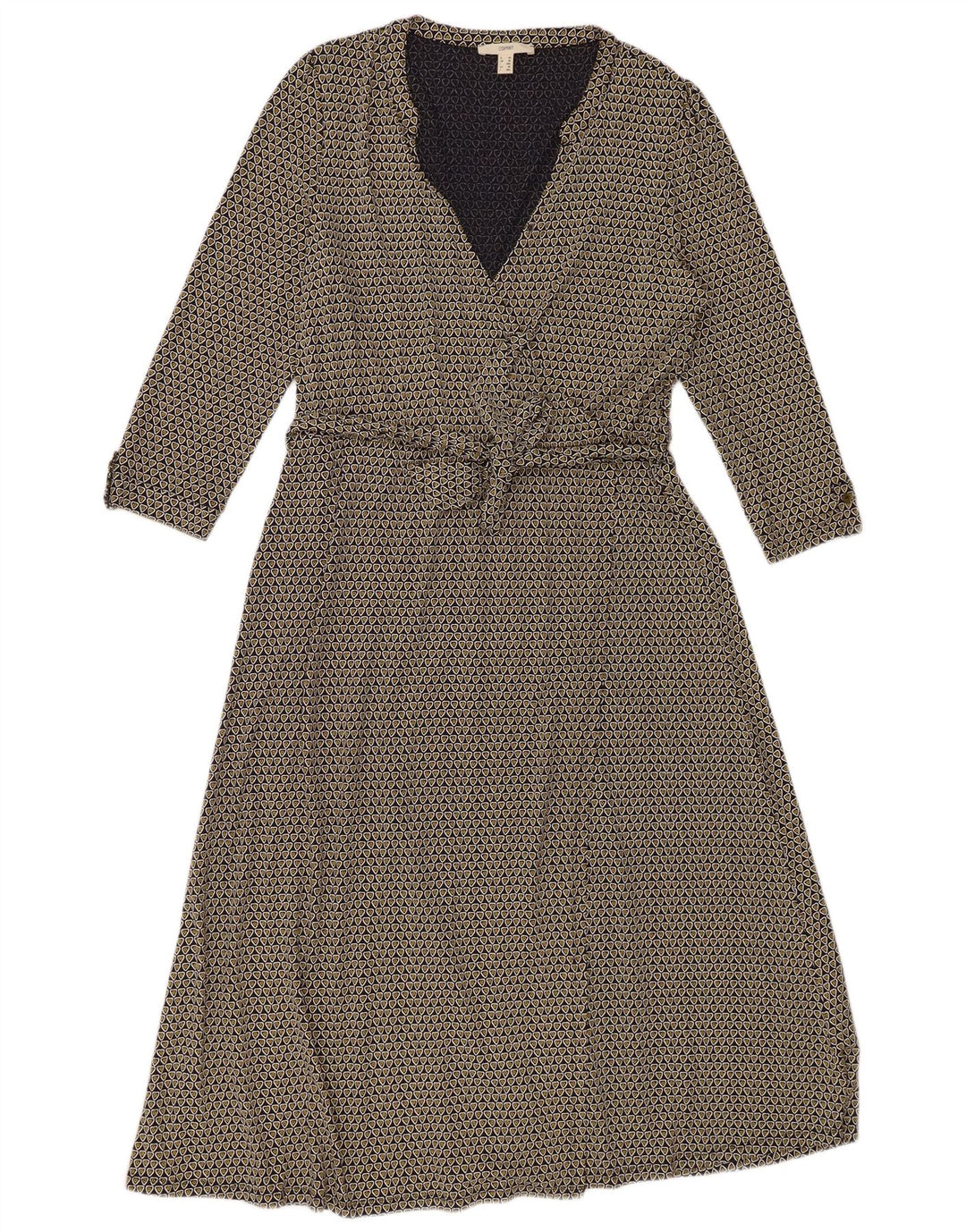 Damska sukienka maxi z rękawem 3/4 ESPRIT UK 18 XL Granatowa, geometryczna wiskoza