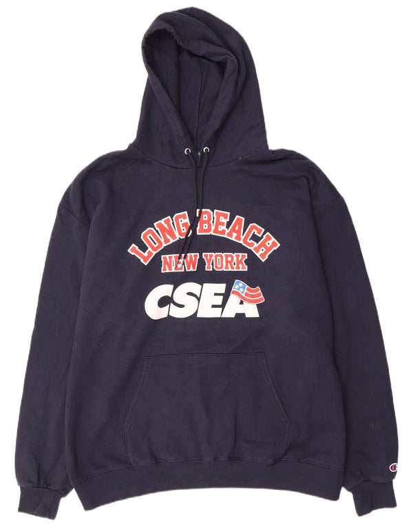 Męski sweter z kapturem Champion Graphic 2XL, granatowy, bawełniany