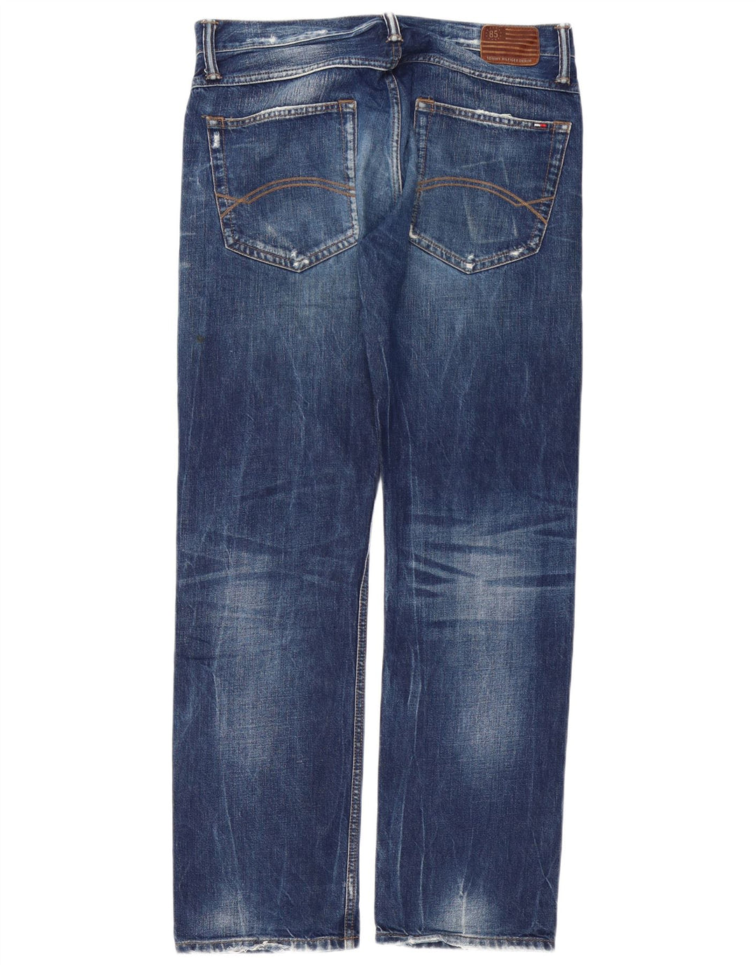Męskie dżinsy TOMMY HILFIGER Ryder w trudnej sytuacji, proste W34 L34, niebieska bawełna