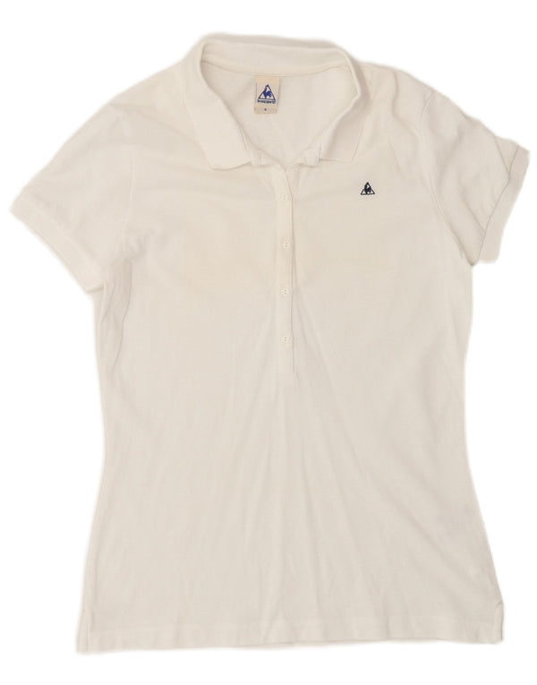 Damska koszulka polo LE COQ SPORTIF UK 10, mała, biała, bawełniana