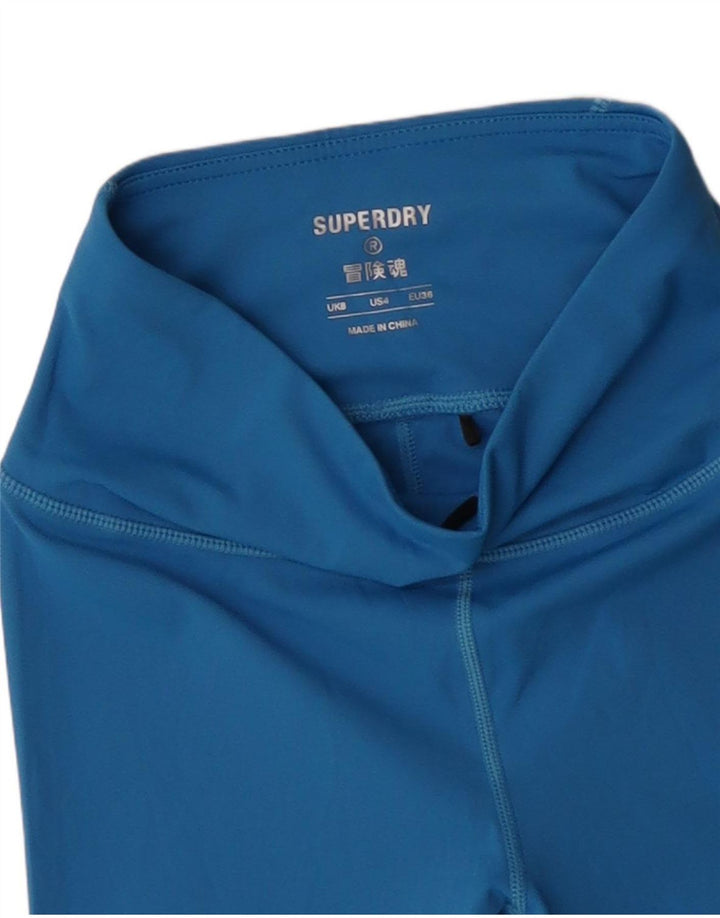 Damskie legginsy Superdry Graphic Crop UK 8, małe, niebieskie, poliestrowe