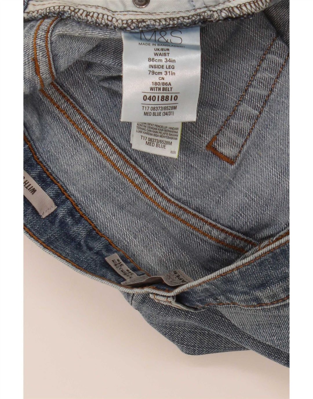 Marks & Spencer Męskie zwężane dżinsy W34 L31 Niebieskie bawełniane