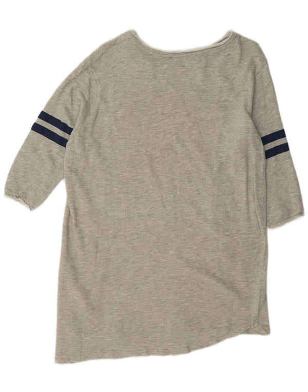 Zara Womens 3/4 Sleeve Graphic T-Shirt Dress UK 16 Large Grey Cotton