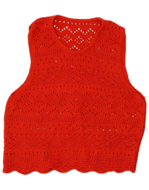 Tank top damski w stylu vintage, UK 14, średni czerwony
