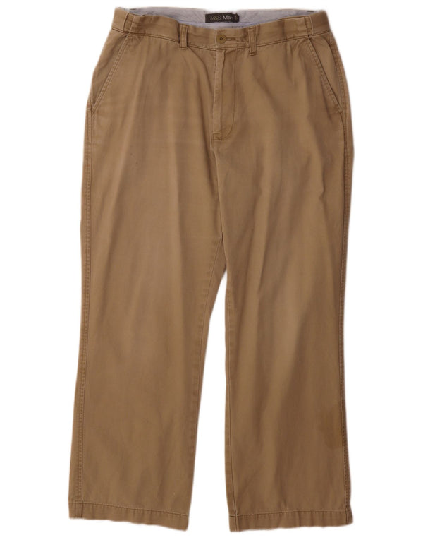 Marks & Spencer Męskie proste spodnie chino W34 L29 Beżowa bawełna