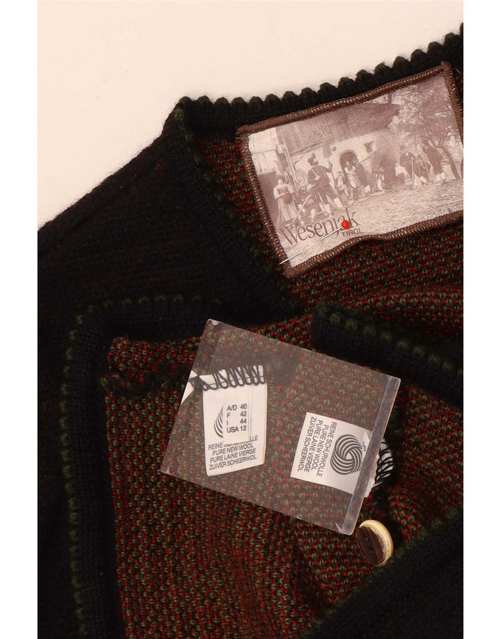 Sweter damski w stylu vintage z grafiką IT 44 Średni brąz, geometryczna wełna