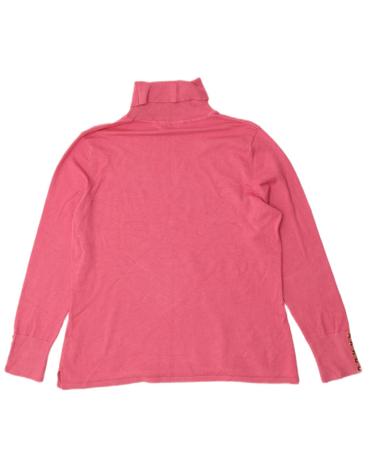 Sweter damski M&Co z wywijanym dekoltem UK 16, duży, różowy, wiskoza