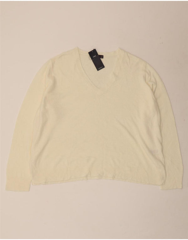 Marks & Spencer Damski sweter z dekoltem w kształcie litery V, UK 20 2XL Złamana biel, akryl