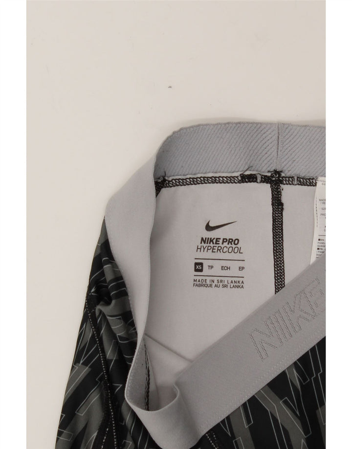 NIKE Womens Abstract Pattern Leggings UK 4 XS  Black Polyester Vintage Nike and Second-Hand Nike from Messina Hembry 
