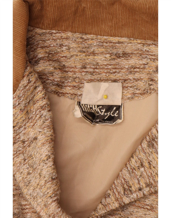 Vintage damska marynarka zapinana na 4 guziki UK 14, duża, beżowa, nakrapiana