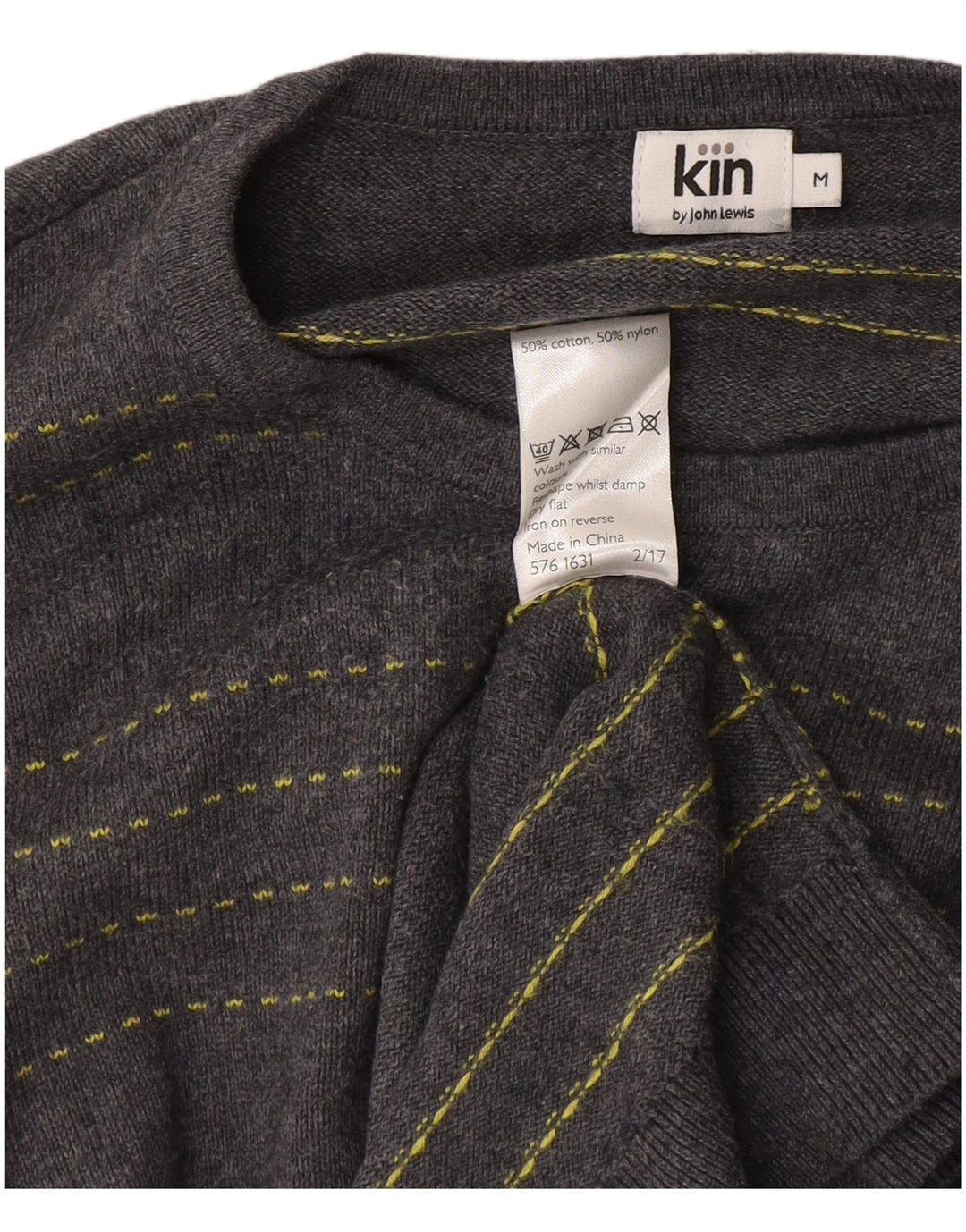 Męski sweter z okrągłym dekoltem John Lewis, bawełniany w średnie niebieskie paski