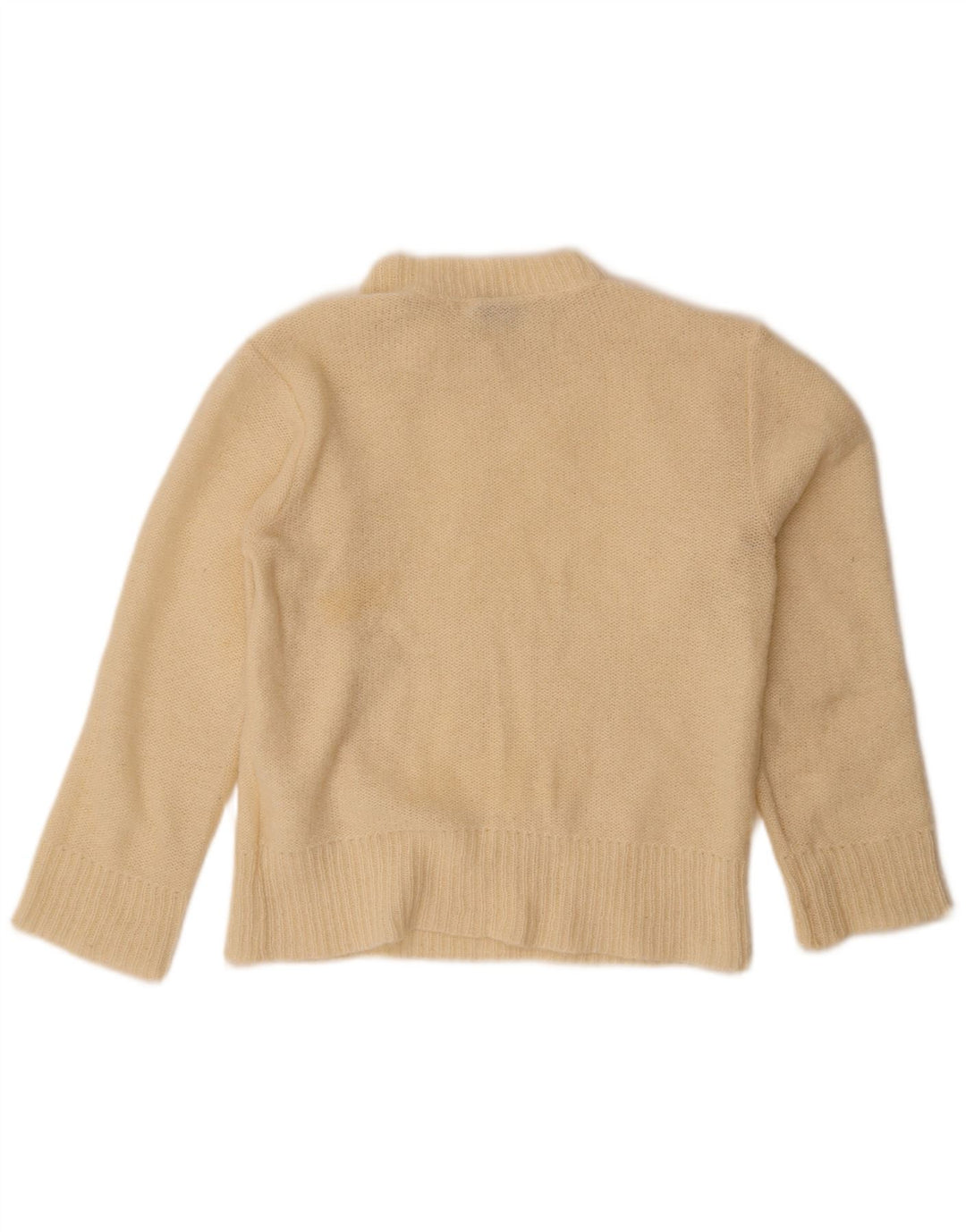 Sweter damski w stylu vintage z golfem UK 14, średni, w kolorze złamanej bieli