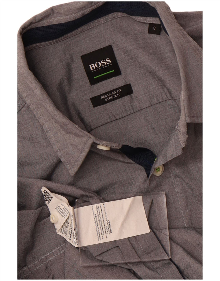 Męska koszula o regularnym kroju Hugo Boss, mała, szara, bawełniana