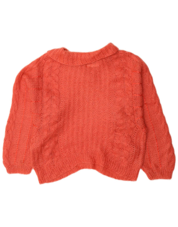 Sweter damski w stylu vintage z golfem UK 12, średni pomarańczowy